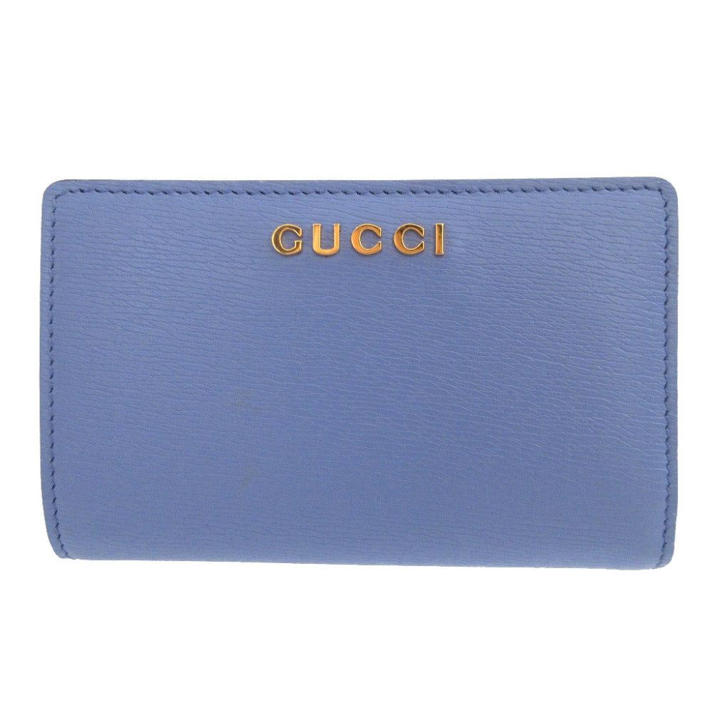 新品同様 グッチ レザー 772640 パープル 紫 2つ折り財布 財布 0558【中古】GUCCI