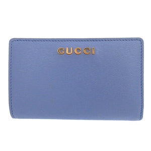新品同様 グッチ レザー 772640 パープル 紫 2つ折り財布 財布 0558【中古】GUCCI