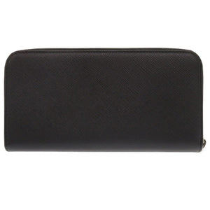 新品同様 プラダ トライアングルロゴ サフィアーノ ブラック ラウンドファスナー 長財布 黒 0580【中古】PRADA メンズ