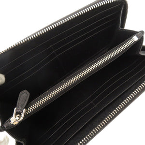 新品同様 プラダ トライアングルロゴ サフィアーノ ブラック ラウンドファスナー 長財布 黒 0580【中古】PRADA メンズ