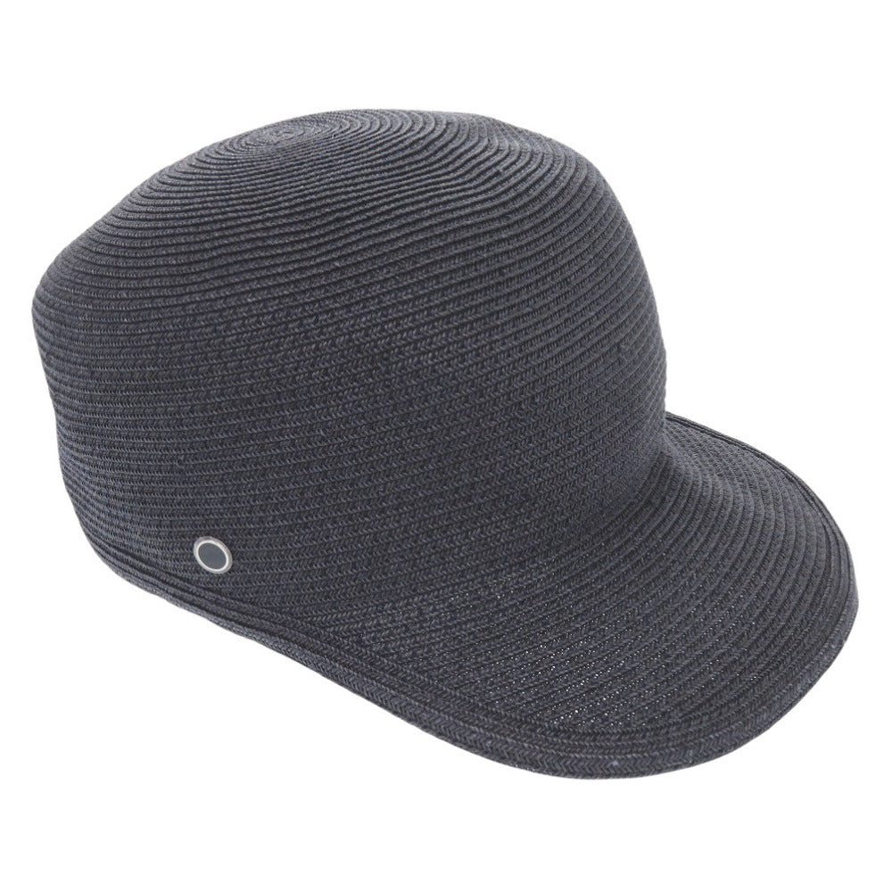 新品同様 エルメス キャップ エマ ペーパー/ポリエステル ネイビー 帽子 0594【中古】HERMES