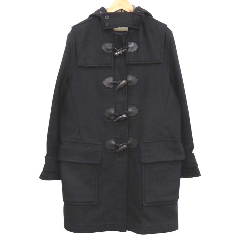 バーバリー チェック ウール/ポリアミド ブラック ダッフルコート 黒 0600【中古】BURBERRY