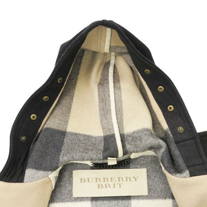 バーバリー チェック ウール/ポリアミド ブラック ダッフルコート 黒 0600【中古】BURBERRY