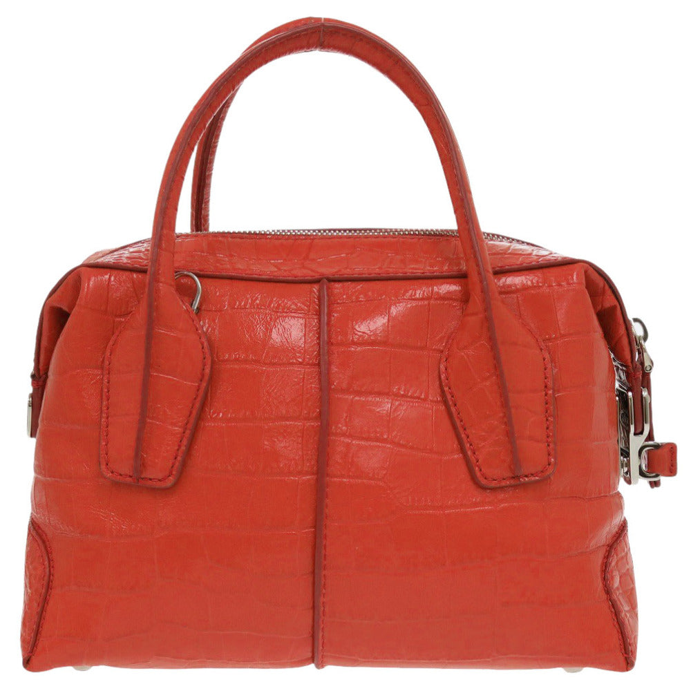 美品 トッズ 2WAY クロコ型押しレザー レッド ハンドバッグ 赤 0628【中古】TOD’S