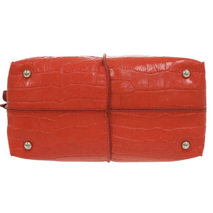 美品 トッズ 2WAY クロコ型押しレザー レッド ハンドバッグ 赤 0628【中古】TOD’S