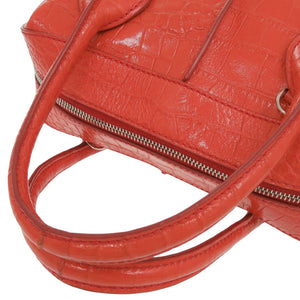 美品 トッズ 2WAY クロコ型押しレザー レッド ハンドバッグ 赤 0628【中古】TOD’S