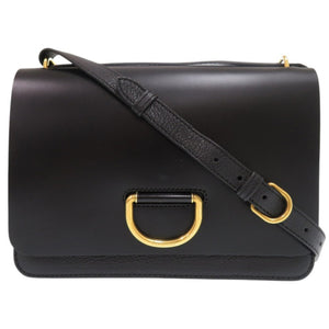 新品同様 バーバリー Dリング レザー ブラック ショルダーバッグ 黒 0640【中古】BURBERRY