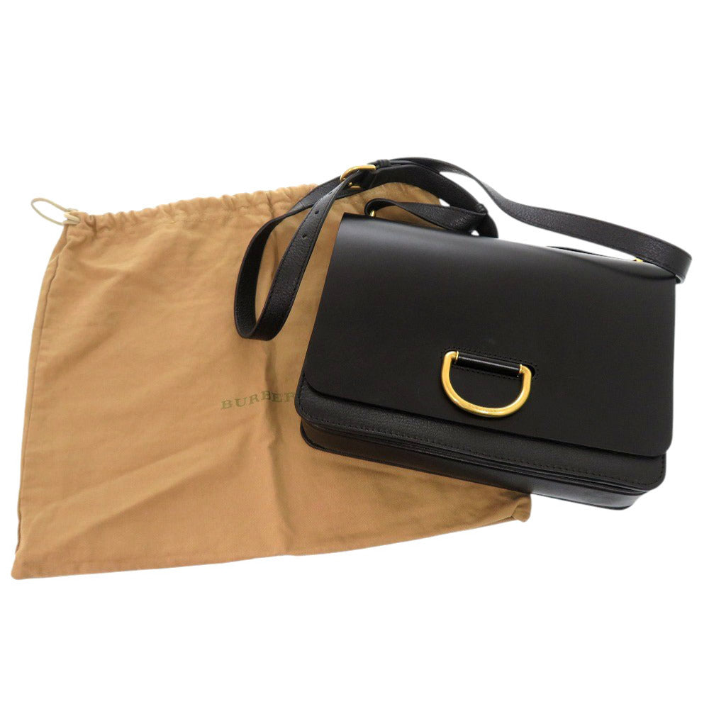 新品同様 バーバリー Dリング レザー ブラック ショルダーバッグ 黒 0640【中古】BURBERRY