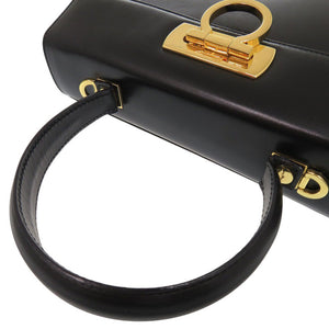 美品 サルヴァトーレフェラガモ 2WAY ガンチーニ O21 2181 カーフレザー ブラック ハンドバッグ 黒 0662【中古】Salvatore Ferragamo