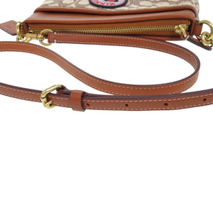 新品同様 コーチ CH491 ディズニー ロゴパッチ ミッキー キャンバス レザー ブラウン ショルダーバッグ 0668【中古】COACH