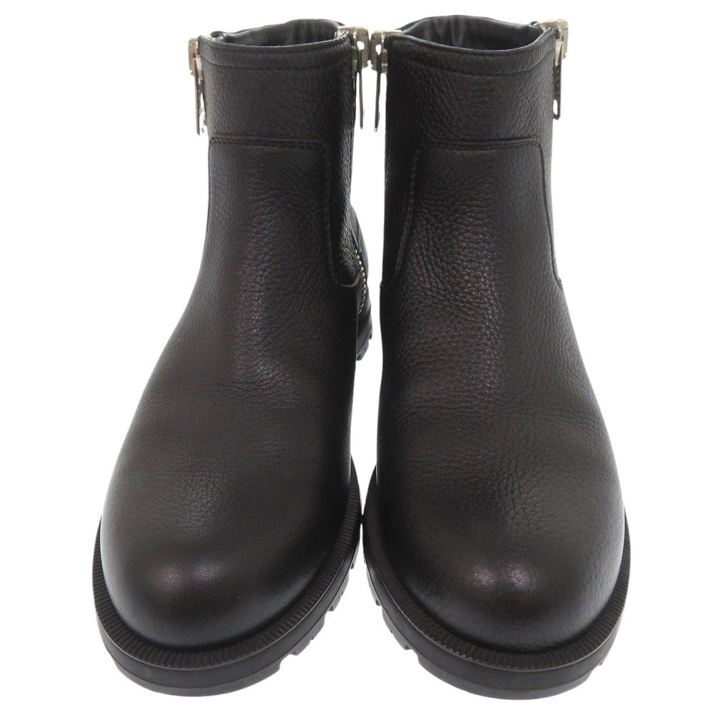 新品同様 グッチ サイドファスナー マイクロGG サイズ37 1/2 388050 レザー ブラック ショートブーツ 黒 0685【中古】GUCCI