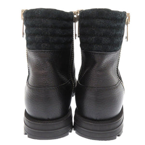 新品同様 グッチ サイドファスナー マイクロGG サイズ37 1/2 388050 レザー ブラック ショートブーツ 黒 0685【中古】GUCCI