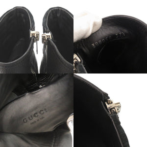 新品同様 グッチ サイドファスナー マイクロGG サイズ37 1/2 388050 レザー ブラック ショートブーツ 黒 0685【中古】GUCCI