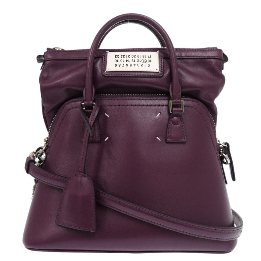 未使用品 メゾン マルジェラ 5AC A56WG0082 レザー パープル 2wayハンドバッグ 紫 0691【中古】Maison Margiela