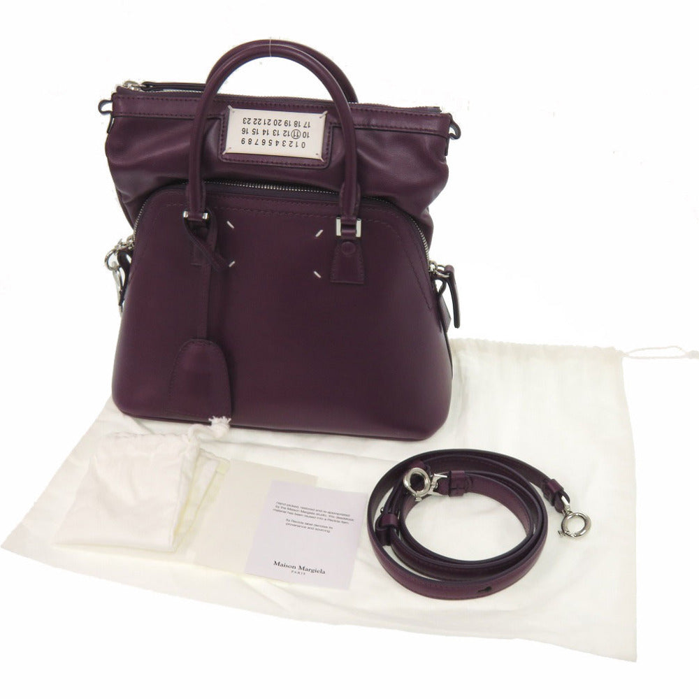 未使用品 メゾン マルジェラ 5AC A56WG0082 レザー パープル 2wayハンドバッグ 紫 0691【中古】Maison Margiela