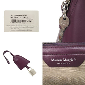 未使用品 メゾン マルジェラ 5AC A56WG0082 レザー パープル 2wayハンドバッグ 紫 0691【中古】Maison Margiela