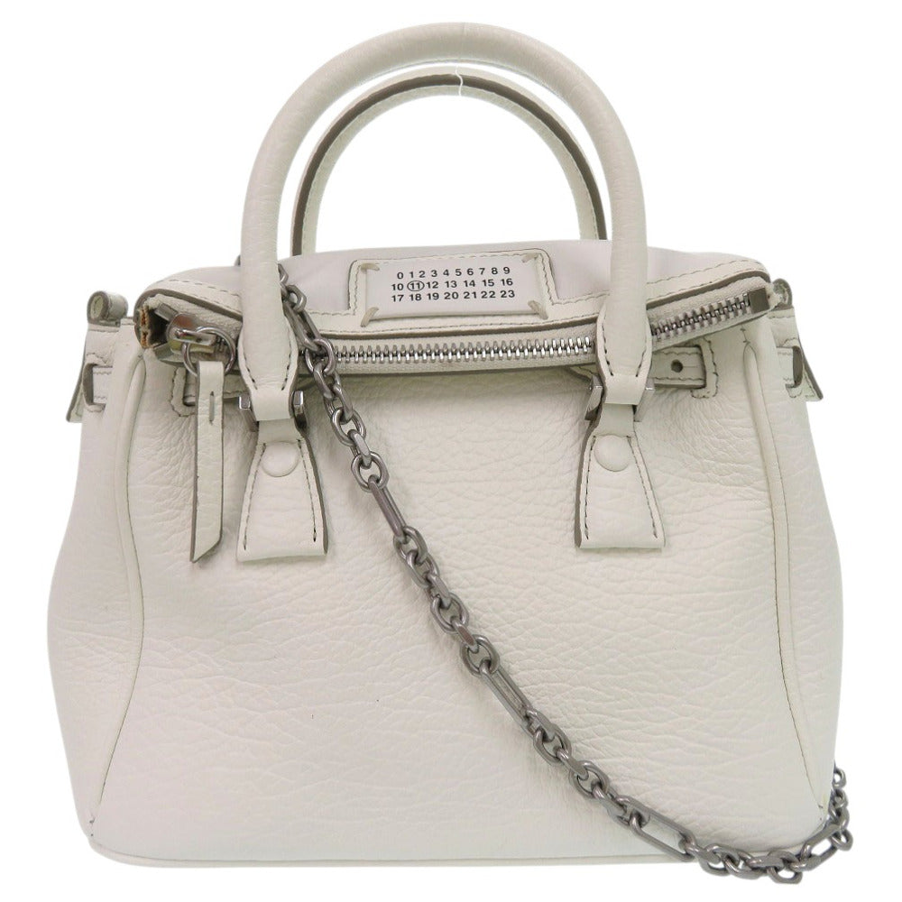 美品 メゾン マルジェラ 5AC 2WAY ハンドバッグ S56WD0072 ショルダーバッグ 2ポケット レザー ホワイト 0692【中古】Maison Margiela