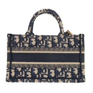 美品 クリスチャンディオール オブリーク ブックトート ミニキャンバス ネイビー 2way ハンドバッグ 0732【中古】Christian Dior