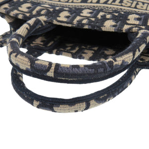 美品 クリスチャンディオール オブリーク ブックトート ミニキャンバス ネイビー 2way ハンドバッグ 0732【中古】Christian Dior