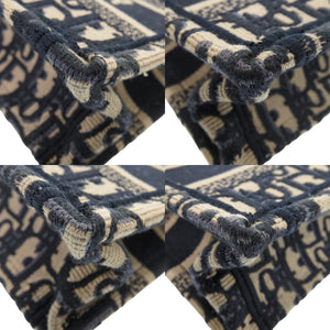 美品 クリスチャンディオール オブリーク ブックトート ミニキャンバス ネイビー 2way ハンドバッグ 0732【中古】Christian Dior