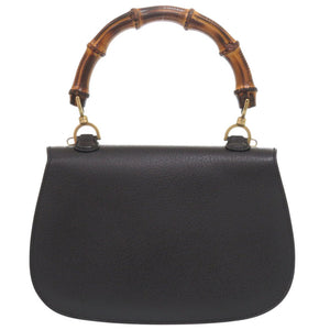 美品 グッチ 2WAY バンブー 000 1364 0633 レザー ブラック ハンドバッグ 黒 0733【中古】GUCCI