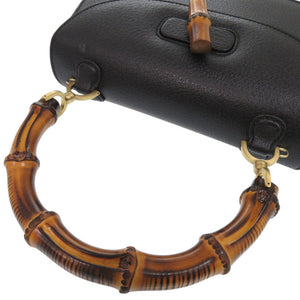 美品 グッチ 2WAY バンブー 000 1364 0633 レザー ブラック ハンドバッグ 黒 0733【中古】GUCCI
