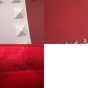 新品同様 ヴァレンティノ ガラヴァーニ ロックスタッズ クラッチバッグ レザー レッド 0735【中古】Valentino Garavani