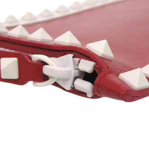 新品同様 ヴァレンティノ ガラヴァーニ ロックスタッズ クラッチバッグ レザー レッド 0735【中古】Valentino Garavani