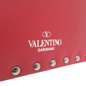 新品同様 ヴァレンティノ ガラヴァーニ ロックスタッズ クラッチバッグ レザー レッド 0735【中古】Valentino Garavani