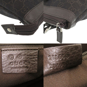 美品 グッチ GG ABBEY トートバッグ キャンバス レザー 268640 ダークブラウン 0767【中古】GUCCI