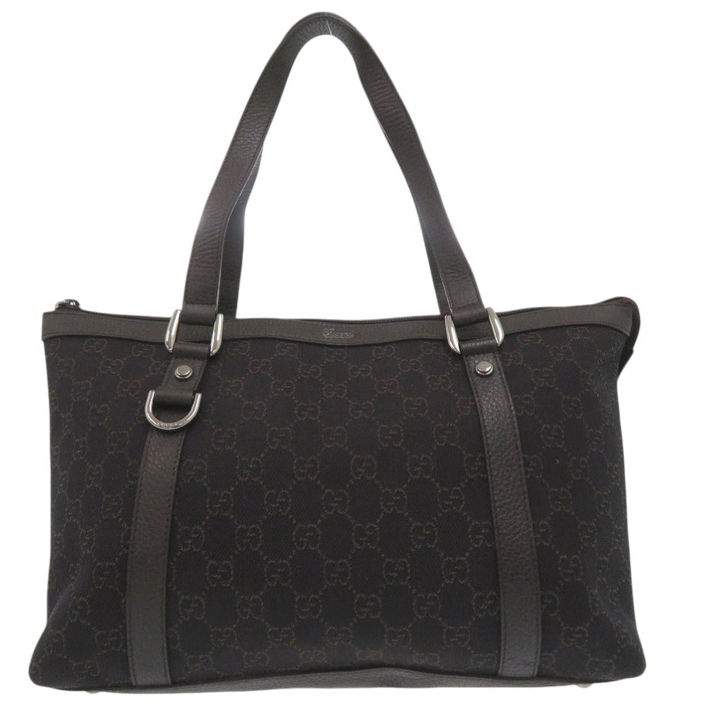 美品 グッチ GG ABBEY トートバッグ キャンバス レザー 268640 ダークブラウン 0767【中古】GUCCI