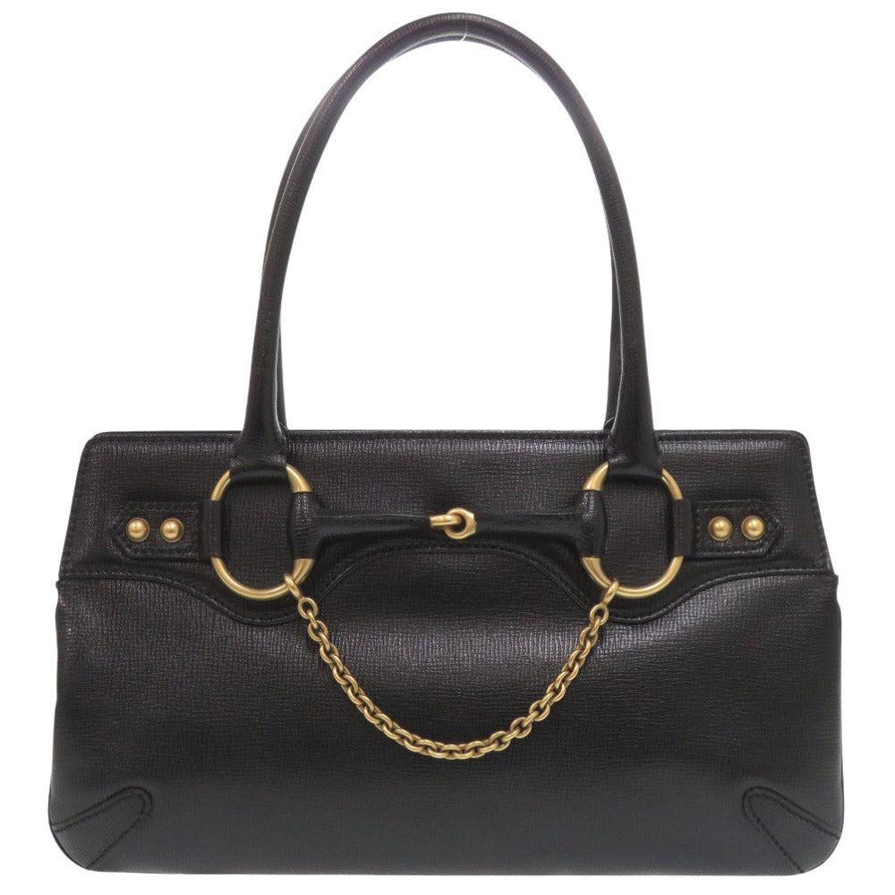 美品 グッチ ホースビット 114913 レザー ブラック トートバッグ 黒 0787【中古】GUCCI