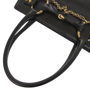 美品 グッチ ホースビット 114913 レザー ブラック トートバッグ 黒 0787【中古】GUCCI