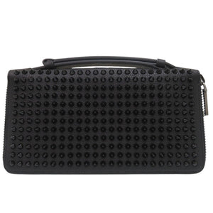 美品 クリスチャンルブタン Panettone パネトーネ XL 長財布 ラウンドファスナー スパイク セカンドバッグ トラベルケース カーフ ブラック 0825【中古】Christian Louboutin