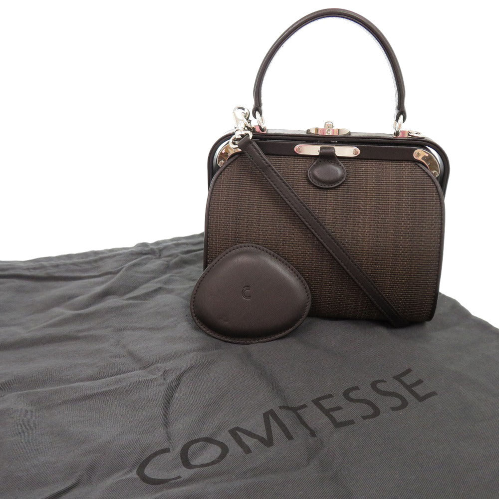 美品 コンテス ホースヘアー レザー ダークブラウン 2WAY ハンドバッグ ショルダーバッグ 0832【中古】COMTESSE