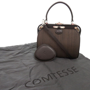 美品 コンテス ホースヘアー レザー ダークブラウン 2WAY ハンドバッグ ショルダーバッグ 0832【中古】COMTESSE
