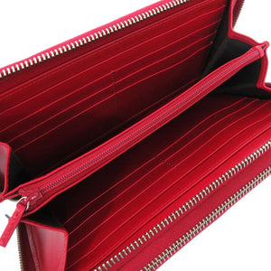 新品同様 グッチ グッチシマ ダブルジップ トラベルウォレット 395474 長財布 GG柄 クラッチバッグ レザー レッド 0834【中古】GUCCI