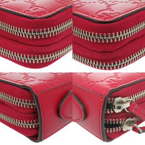 新品同様 グッチ グッチシマ ダブルジップ トラベルウォレット 395474 長財布 GG柄 クラッチバッグ レザー レッド 0834【中古】GUCCI