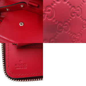 新品同様 グッチ グッチシマ ダブルジップ トラベルウォレット 395474 長財布 GG柄 クラッチバッグ レザー レッド 0834【中古】GUCCI