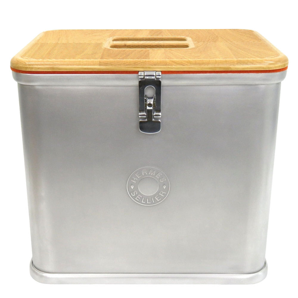 新品同様 エルメス グルーミングボックス ウッド アルミ シルバー ボックス 馬具缶 0841 【中古】 HERMES