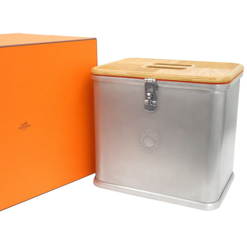 新品同様 エルメス グルーミングボックス ウッド アルミ シルバー ボックス 馬具缶 0841 【中古】 HERMES