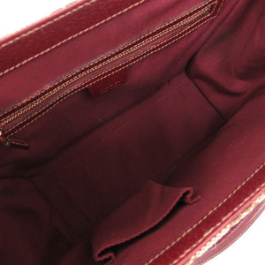 美品 グッチ 120895 GGキャンバス レザー ベージュ ボルドー ハンドバッグ 0859【中古】GUCCI