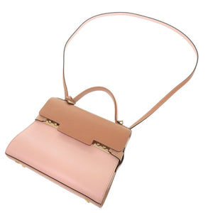 新品同様 デルボー タンぺート ミニ レザー ブラウン ピンク 2WAY ハンドバッグ ショルダーバッグ 0906【中古】DELVAUX