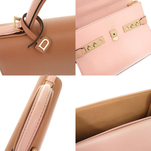 新品同様 デルボー タンぺート ミニ レザー ブラウン ピンク 2WAY ハンドバッグ ショルダーバッグ 0906【中古】DELVAUX