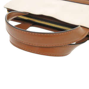 美品 マルニ SHMP008800 トートバッグ キャンバス レザー ナチュラル キャメル ブラウン 0909【中古】MARNI