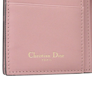 新品同様 クリスチャンディオール サドルスリムウォレット レザー ピンク 三つ折り長財布 長財布 0923【中古】Christian Dior