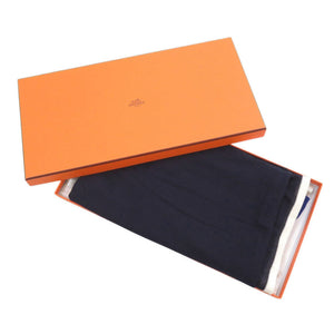 新品同様 エルメス カシミヤ シルク ネイビー ストール 0930【中古】HERMES