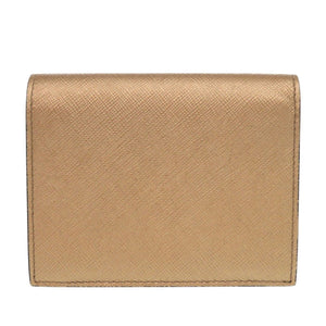 美品 プラダ 1MV204 サフィアーノレザー ゴールド 二つ折り財布 0933【中古】PRADA