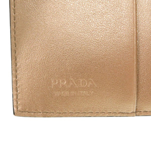 美品 プラダ 1MV204 サフィアーノレザー ゴールド 二つ折り財布 0933【中古】PRADA