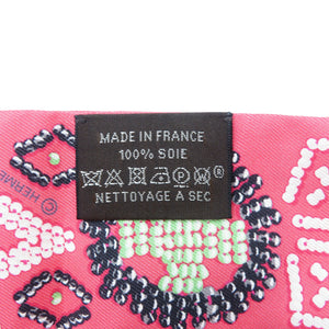 美品 エルメス ツイリー KELLY EN PERLES シルク ピンク スカーフ 0935【中古】HERMES